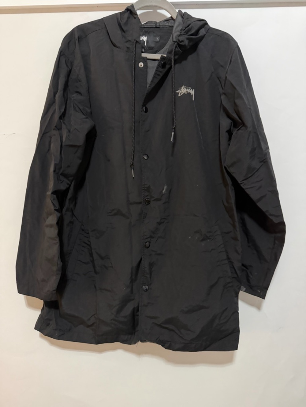 Stussy Black Hooded Windbreaker Coach Jacket vintage